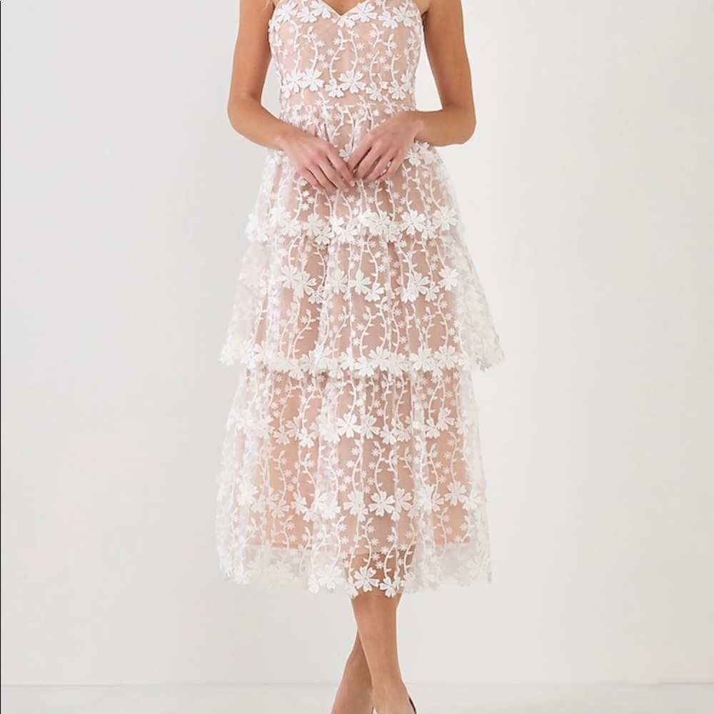 Express Marketplace Endless Rose Crochet Layered Midi Dress
